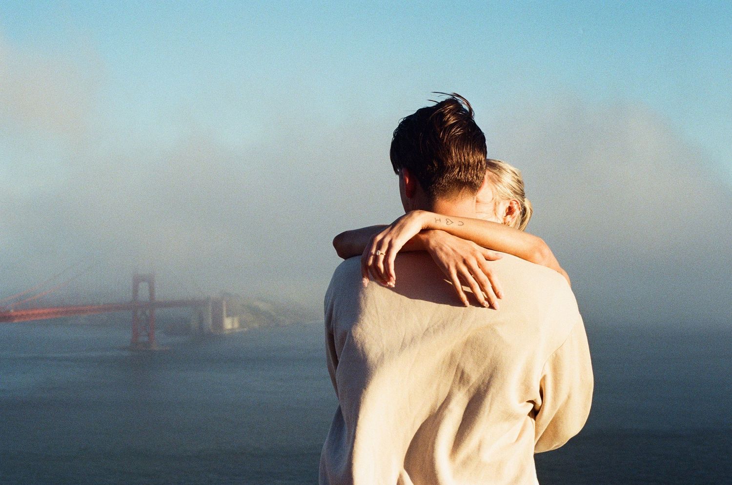 San Francisco engagement photographer capturing an intimate couples session with natural light and 35mm film photography