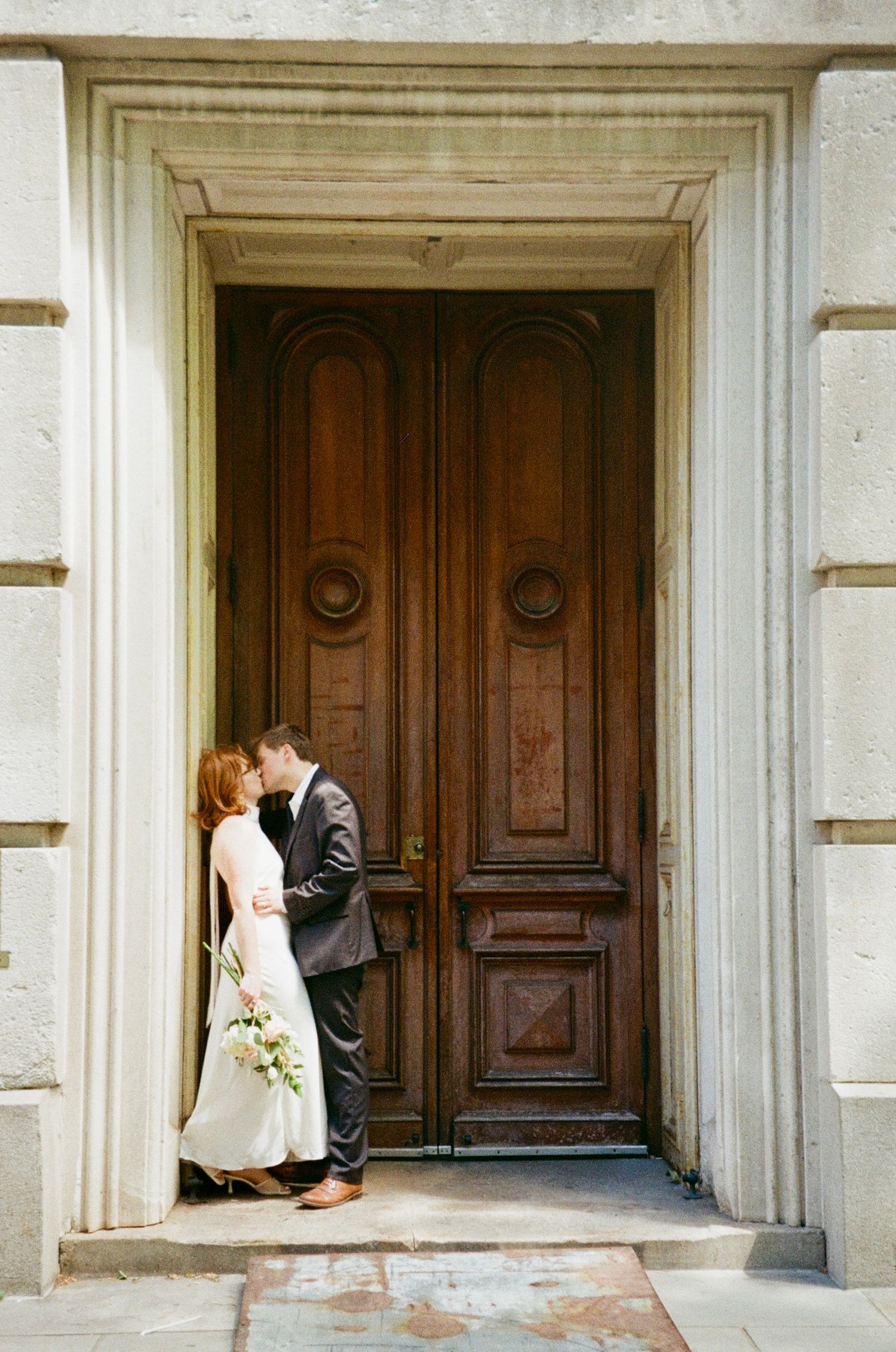 NYC elopement photographer photographing romantic city portraits after an intimate wedding ceremony
