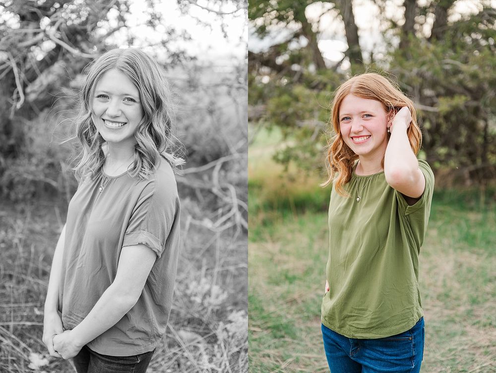Casual outdoor portraits in black and white and color among natural scenery.