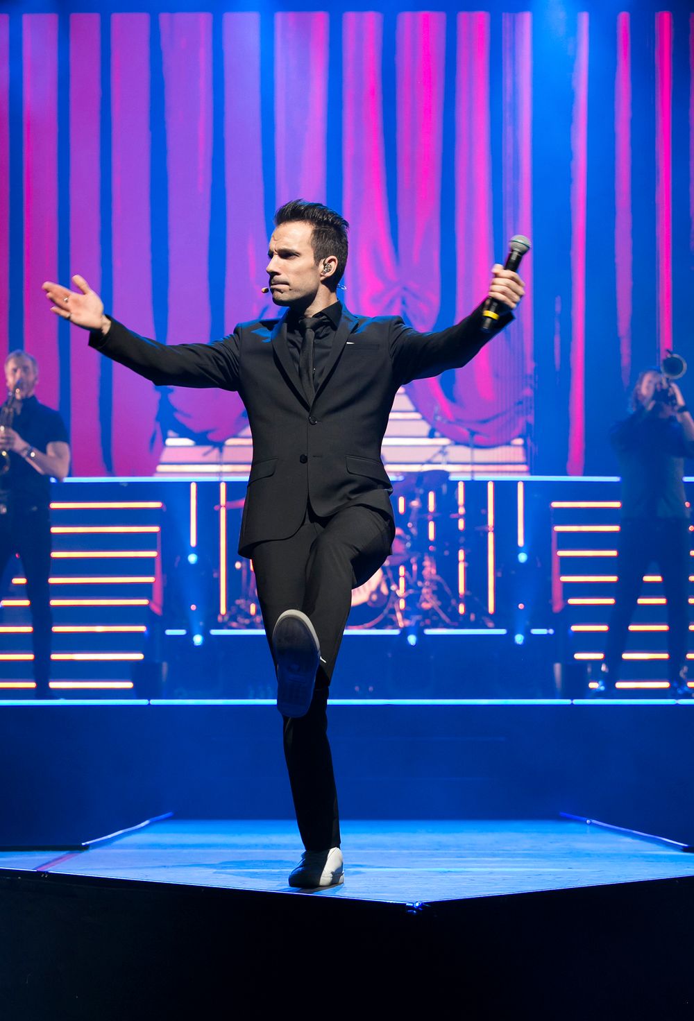 Oh what a night I Globen. Fotograf Rebecca Nordin. Peter Johansson, David Lindgren, Robert Rydberg och Bruno Mitsogiannis.