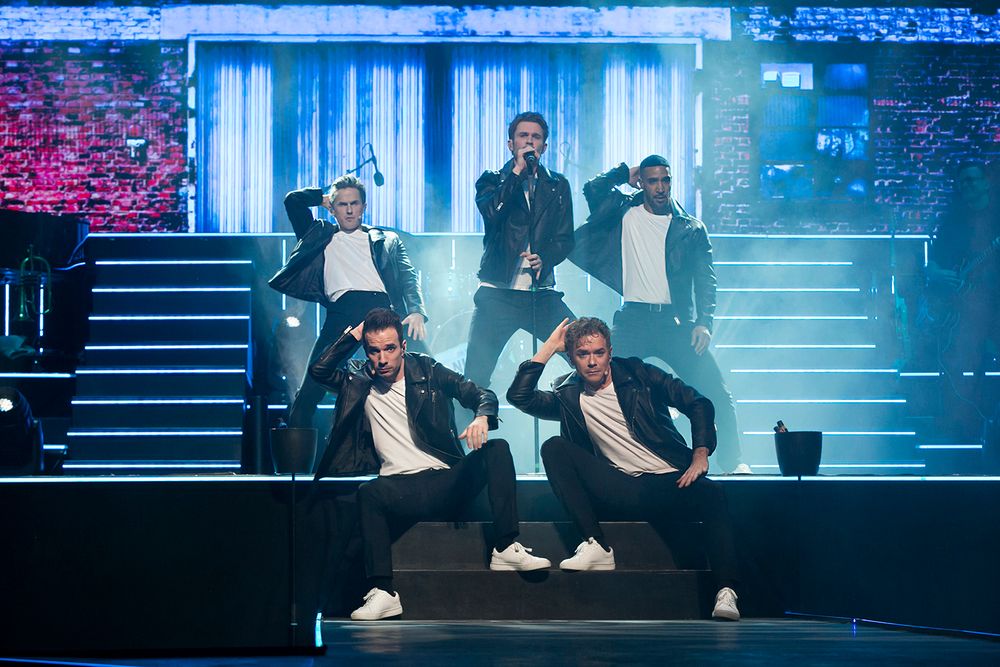 Oh what a night I Globen. Fotograf Rebecca Nordin. Peter Johansson, David Lindgren, Robert Rydberg och Bruno Mitsogiannis.