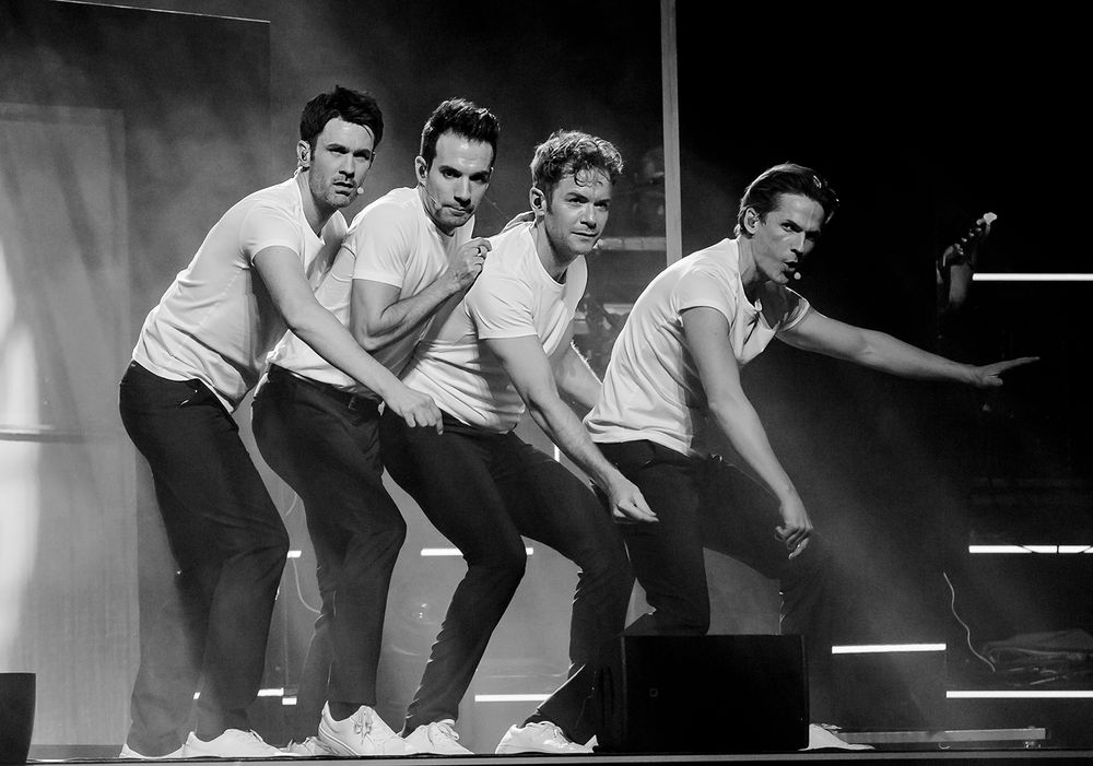 Oh what a night I Globen. Fotograf Rebecca Nordin. Peter Johansson, David Lindgren, Robert Rydberg och Bruno Mitsogiannis.