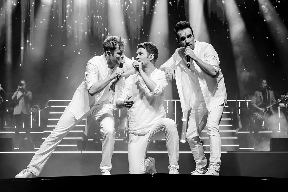 Oh what a night I Globen. Fotograf Rebecca Nordin. Peter Johansson, David Lindgren, Robert Rydberg och Bruno Mitsogiannis.