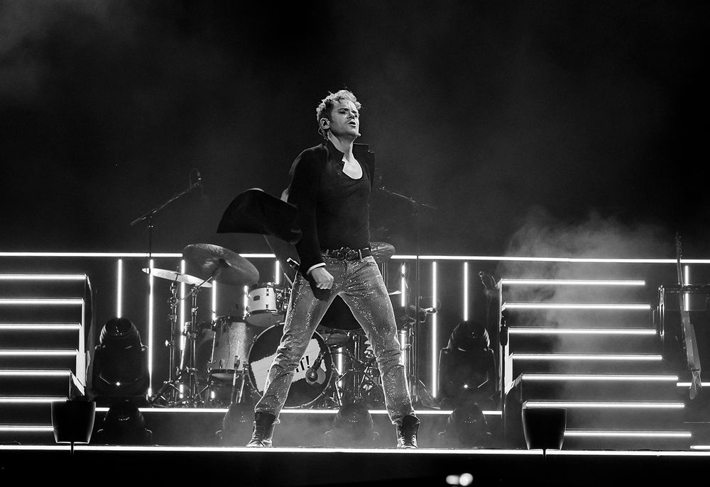 Oh what a night I Globen. Fotograf Rebecca Nordin. Peter Johansson, David Lindgren, Robert Rydberg och Bruno Mitsogiannis.
