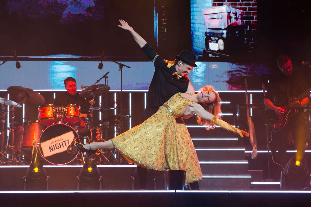 Oh what a night I Globen. Fotograf Rebecca Nordin. Peter Johansson, David Lindgren, Robert Rydberg och Bruno Mitsogiannis.