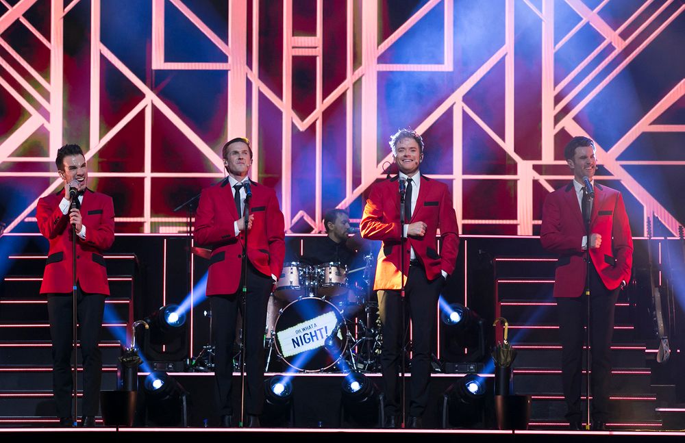 Oh what a night I Globen. Fotograf Rebecca Nordin. Peter Johansson, David Lindgren, Robert Rydberg och Bruno Mitsogiannis.