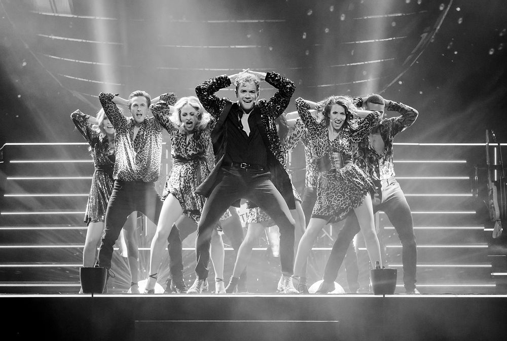 Oh what a night I Globen. Fotograf Rebecca Nordin. Peter Johansson, David Lindgren, Robert Rydberg och Bruno Mitsogiannis.