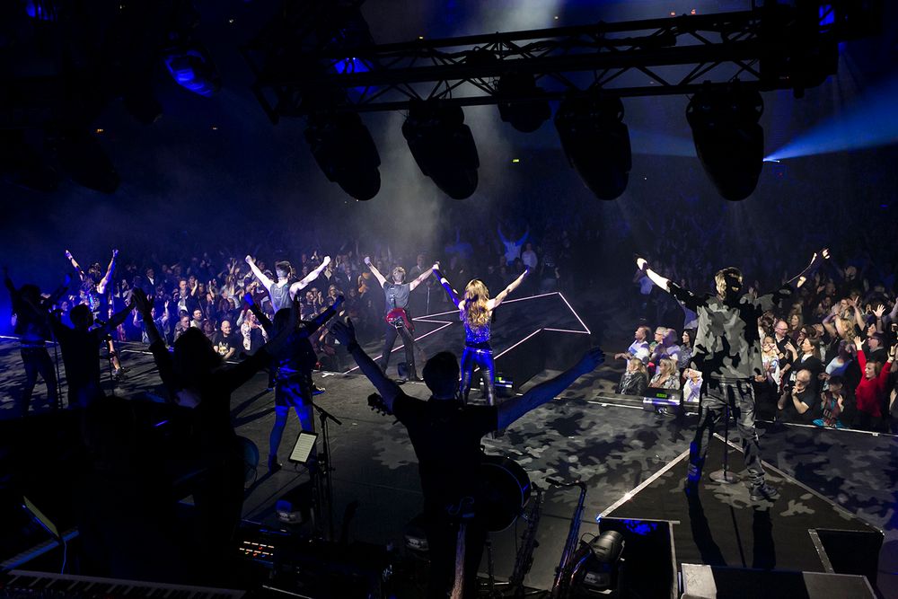 Oh what a night I Globen. Fotograf Rebecca Nordin. Peter Johansson, David Lindgren, Robert Rydberg och Bruno Mitsogiannis.