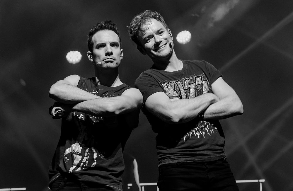 Oh what a night I Globen. Fotograf Rebecca Nordin. Peter Johansson, David Lindgren, Robert Rydberg och Bruno Mitsogiannis.