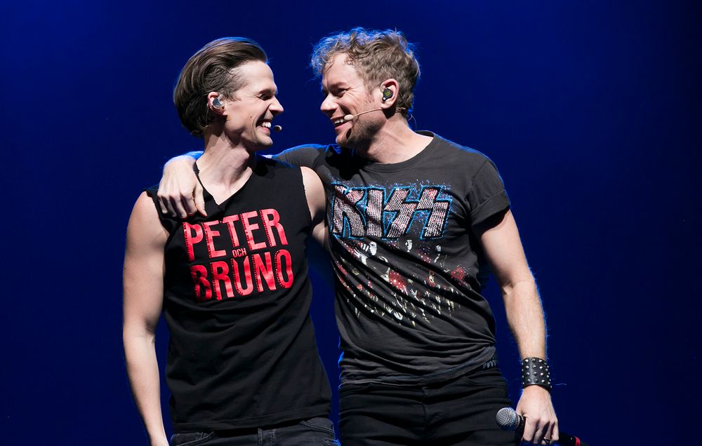 Oh what a night I Globen. Fotograf Rebecca Nordin. Peter Johansson, David Lindgren, Robert Rydberg och Bruno Mitsogiannis.Oh what a night I
