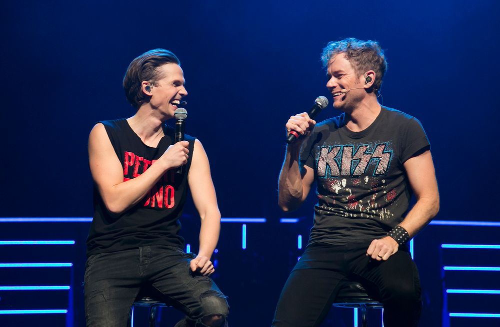 Oh what a night I Globen. Fotograf Rebecca Nordin. Peter Johansson, David Lindgren, Robert Rydberg och Bruno Mitsogiannis.