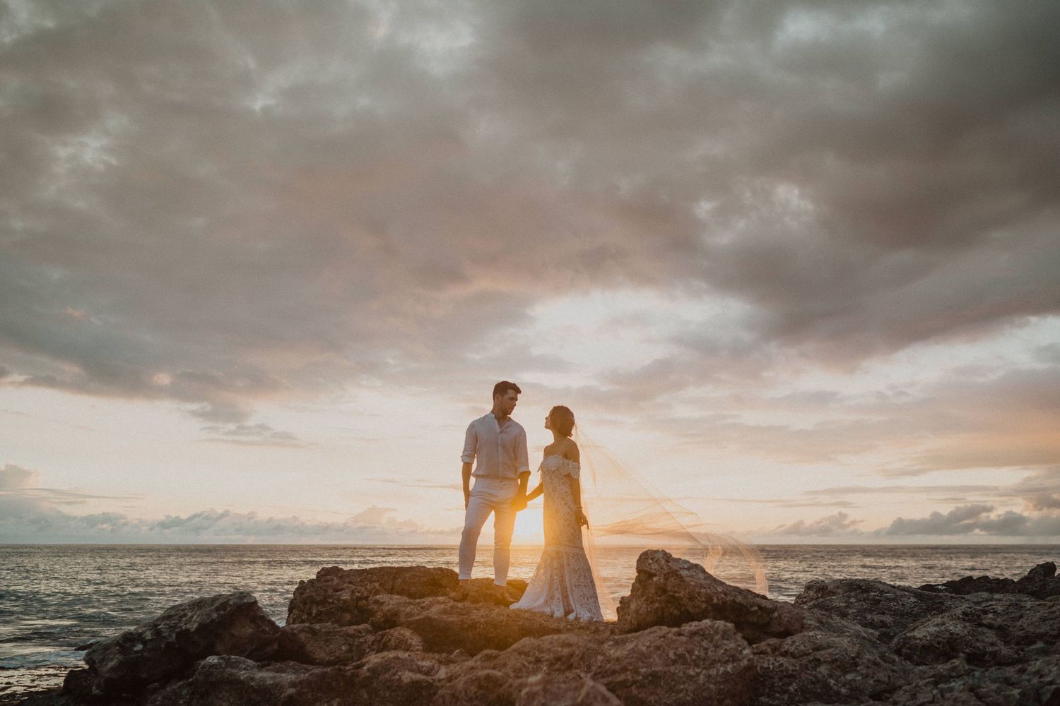 Sunset Wedding Elopement at Lanikuhonua on Oahu Hawaii