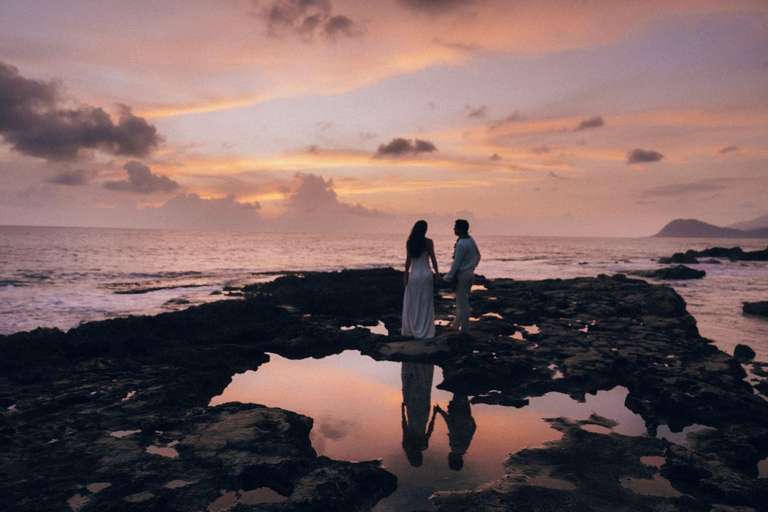 Sunset Elopement at Yokohama Beach on Oahu Hawaii