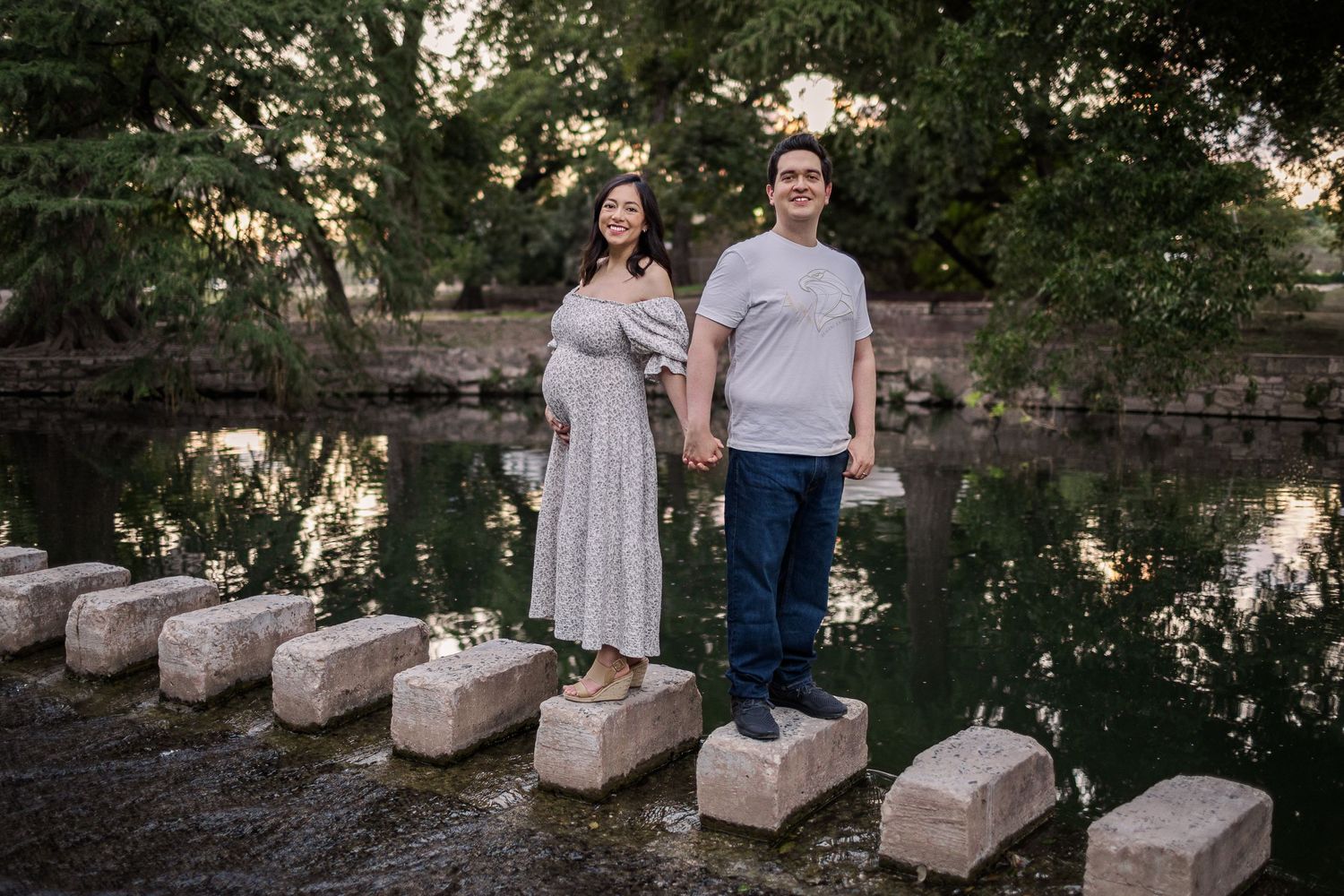 Outdoor maternity session in San Antonio with soft natural light