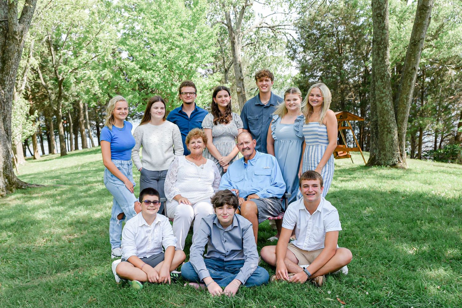 An extended family portrait at a family home in Eddyville, Kentucky.