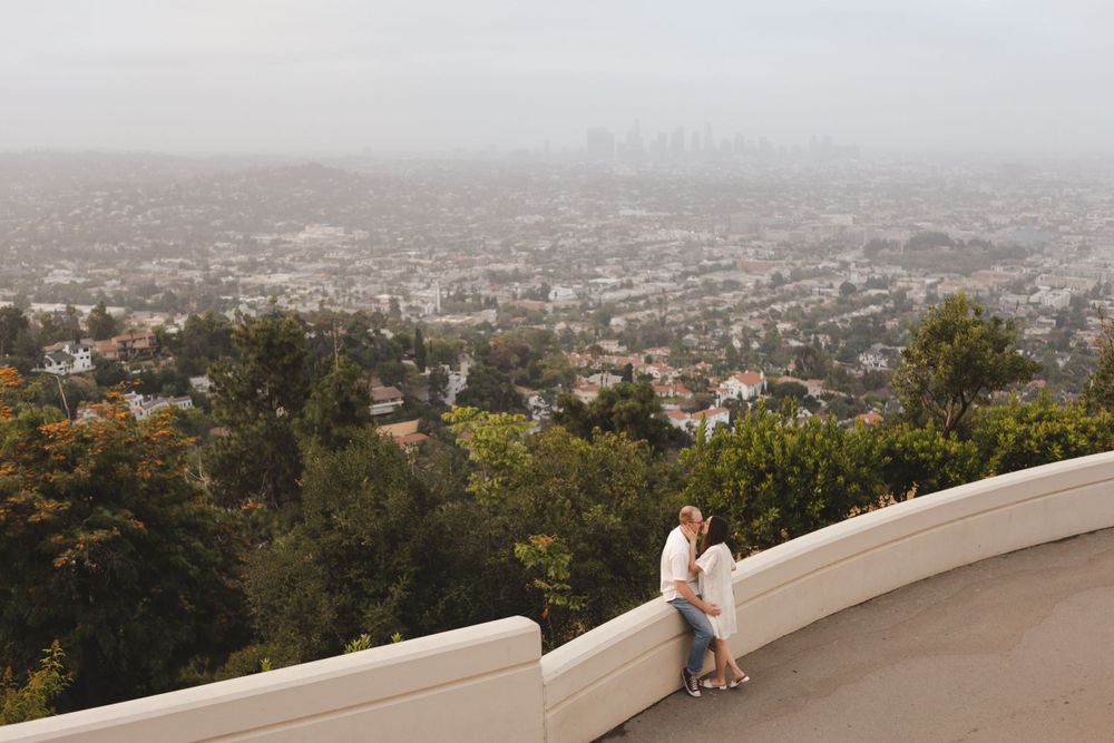 Views of Los Angeles cityscape from the Griffith Observatory observation deck.
