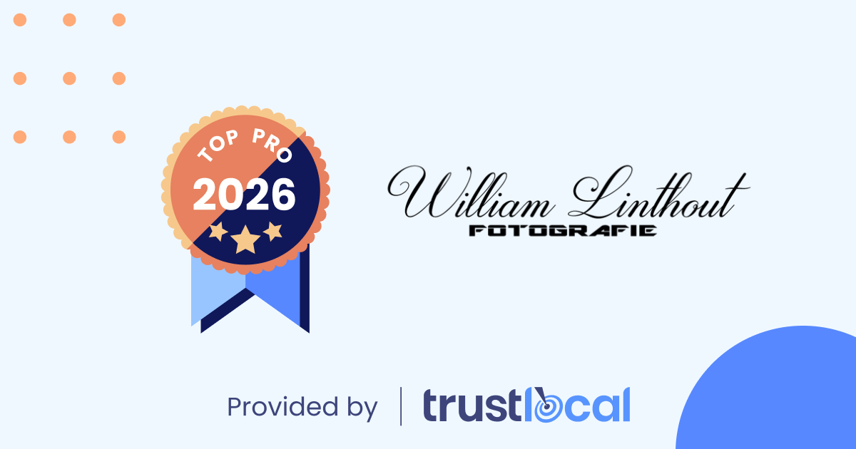 An orange and blue award badge with text "TOP 100 2025" and TrustLocal branding below.