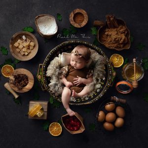 a composite newborn image showing spices for Christmas. - Greenville SC newborn photographer - Easley SC newborn photographer