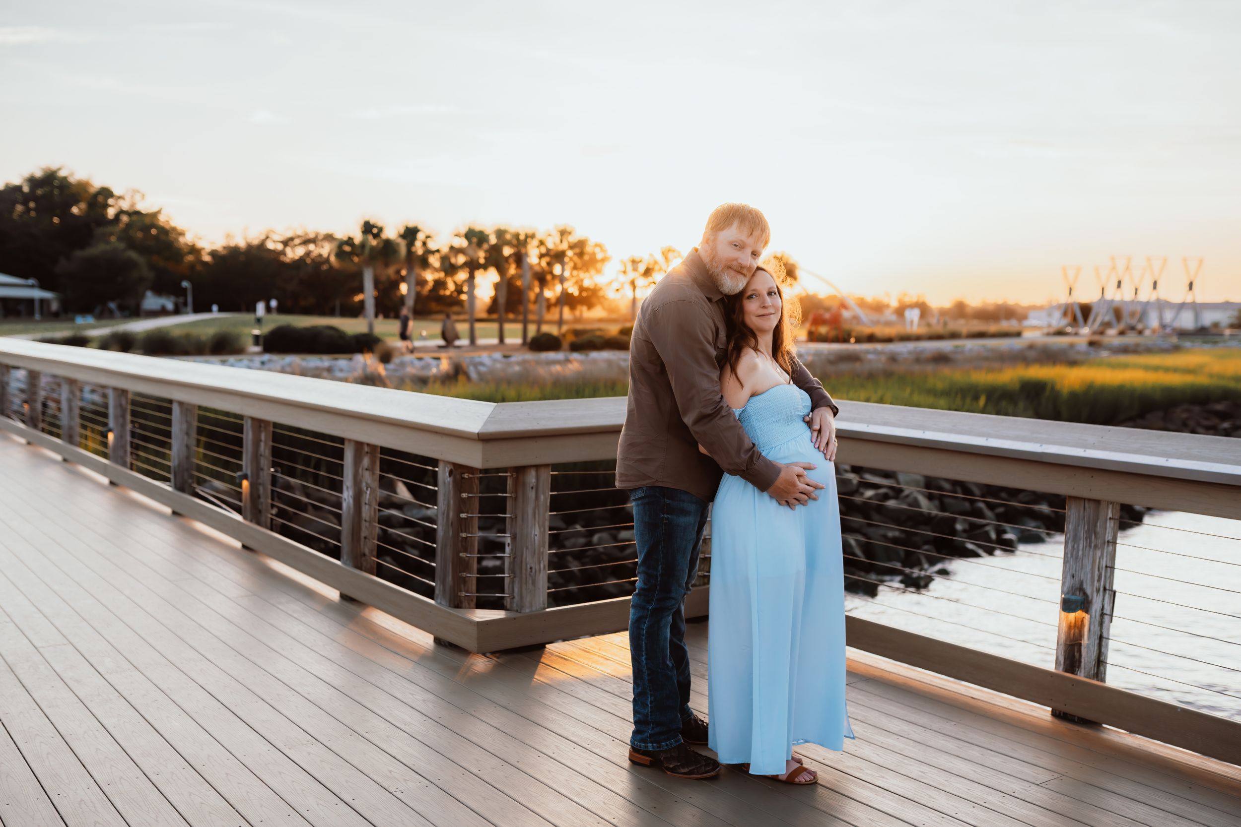 sunset, maternity with husband, couples, pregnant, waterfront