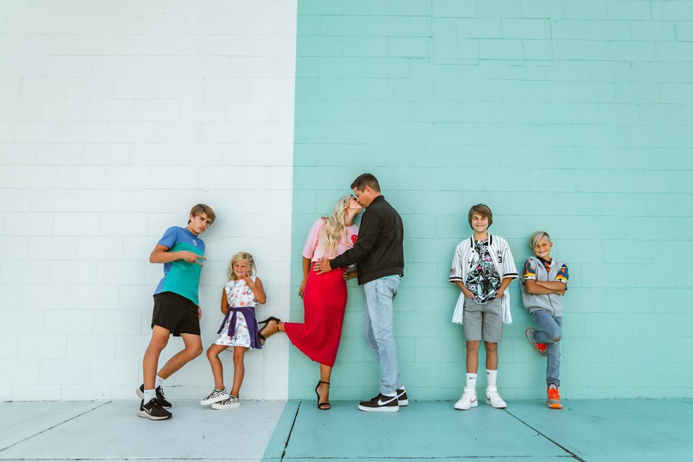 Family photo session bright colors. At Wind and James in Three Rivers