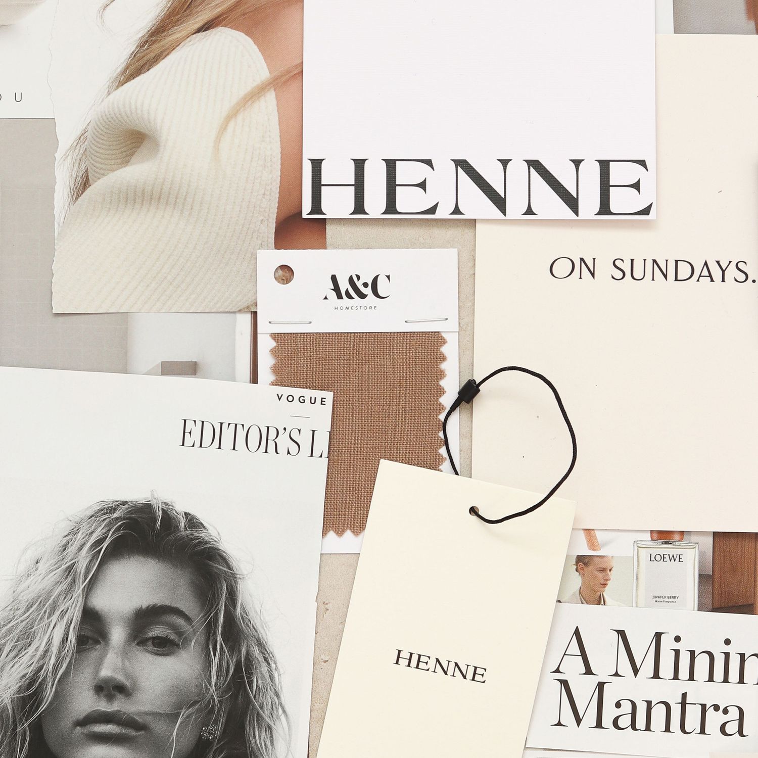 Editorial style layout with typography and fashion magazine designs.