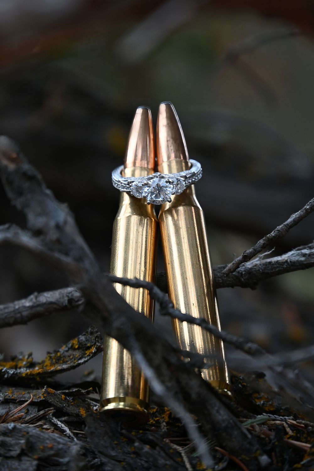 Montana Engagement Portraits
Engagement photography
Close up of engagement ring with bullets
