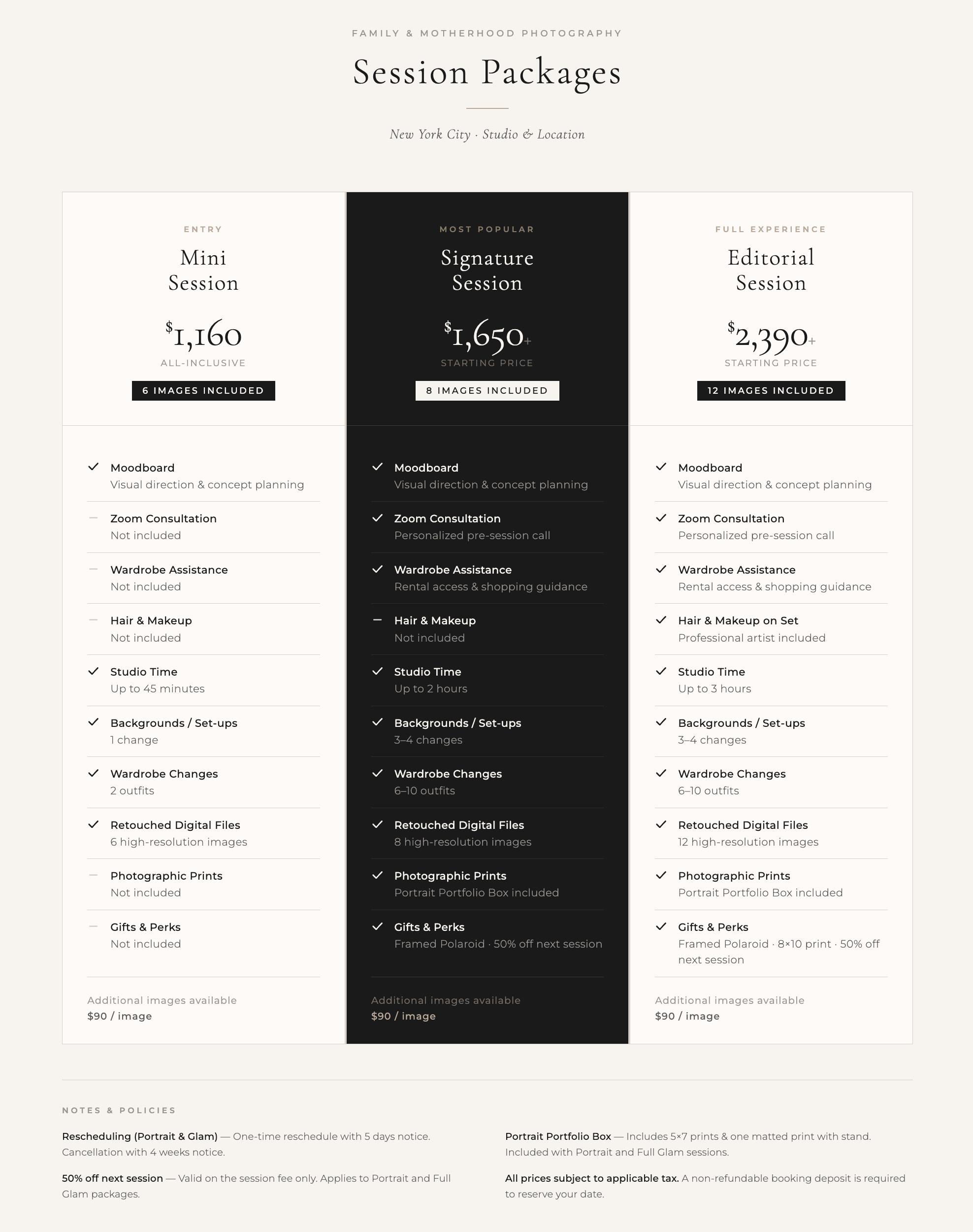 Product comparison chart with lighting equipment and specifications displayed.