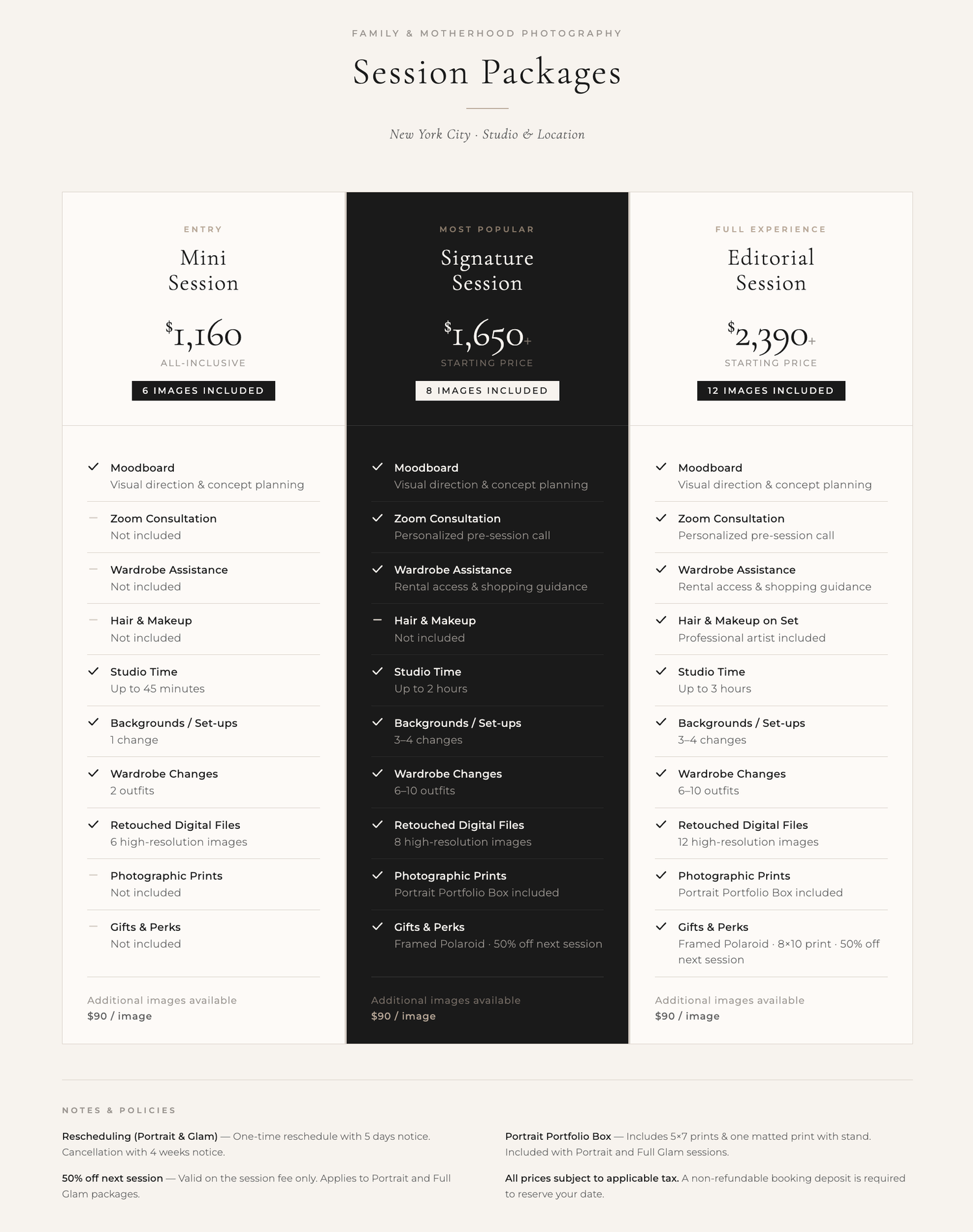 Product comparison chart with lighting equipment and specifications displayed.