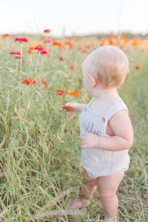 child in flower field in Nokesville Virginia