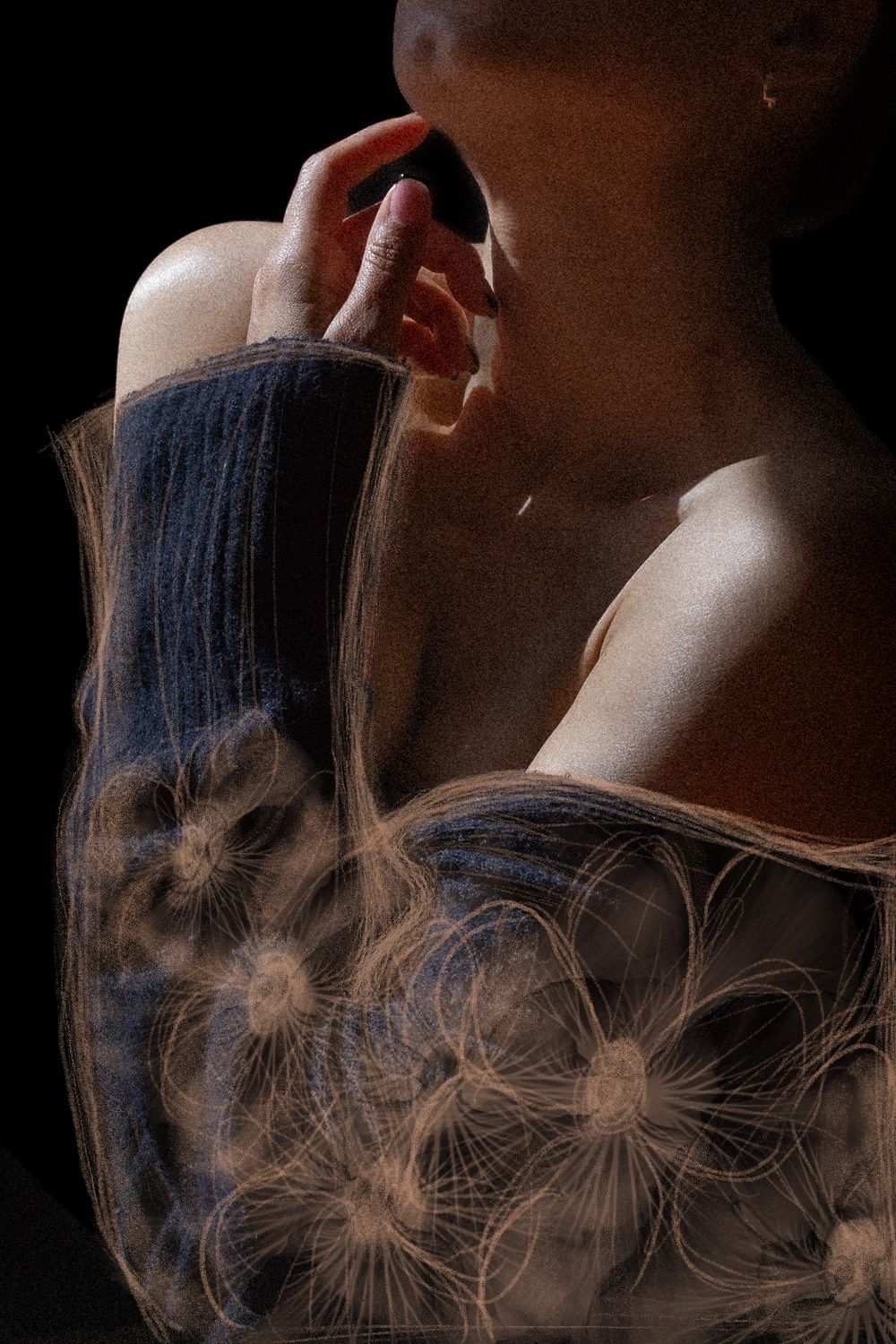 Flowing smoke tendrils create an ethereal pattern against a black background.