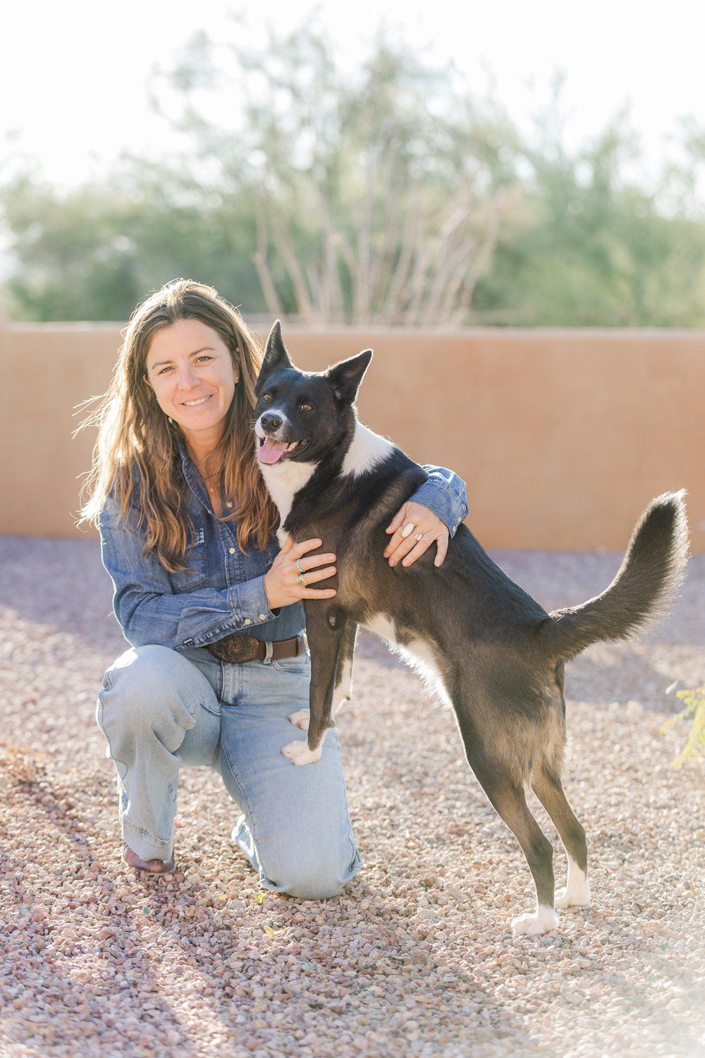 Young woman with her rescue dog.