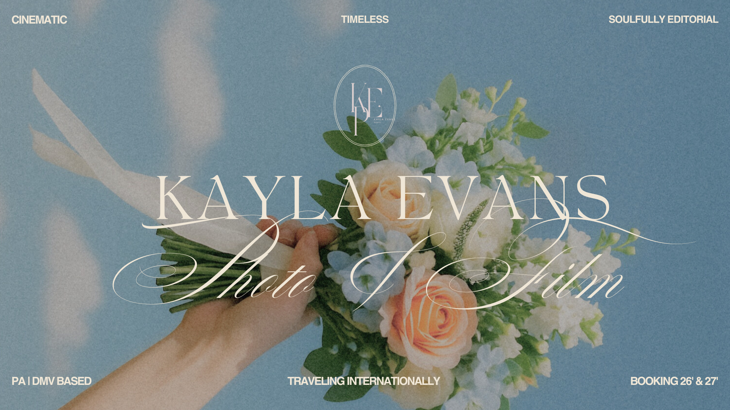 Elegant wedding website design with pale green and blush florals against a soft neutral background.