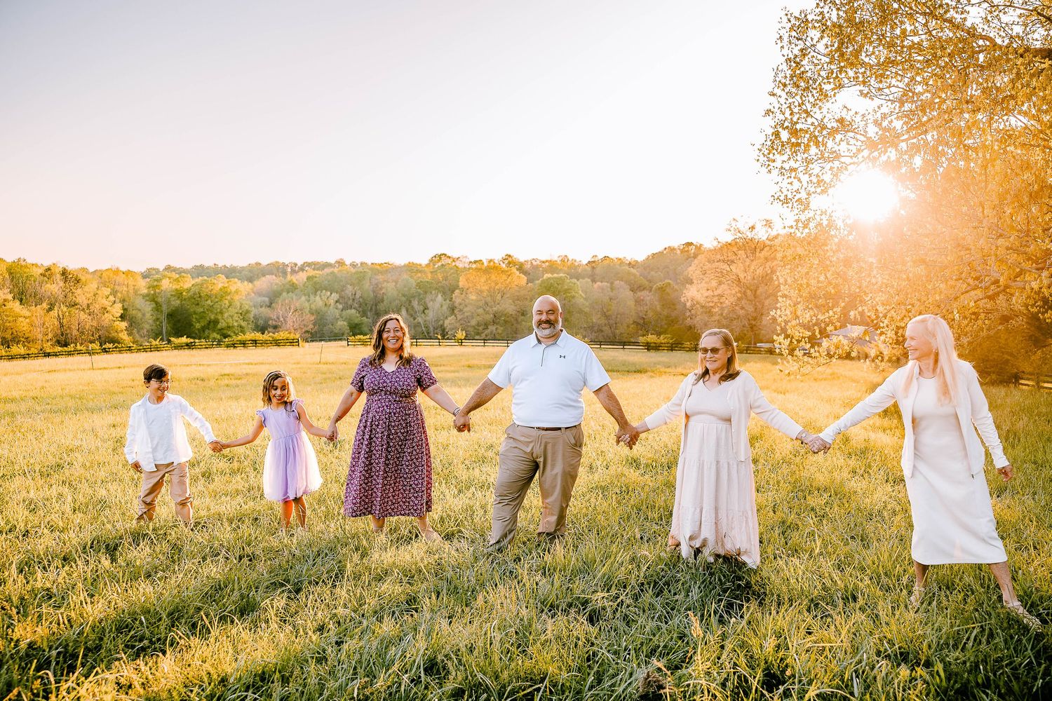 Family Sunset Session from Five Blossom Farm located in Clover SC during Golden hour.