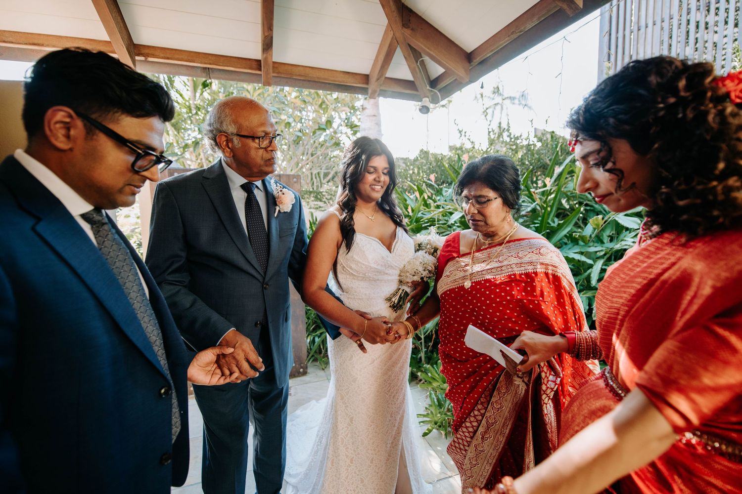A small gathering during an intimate wedding ceremony.