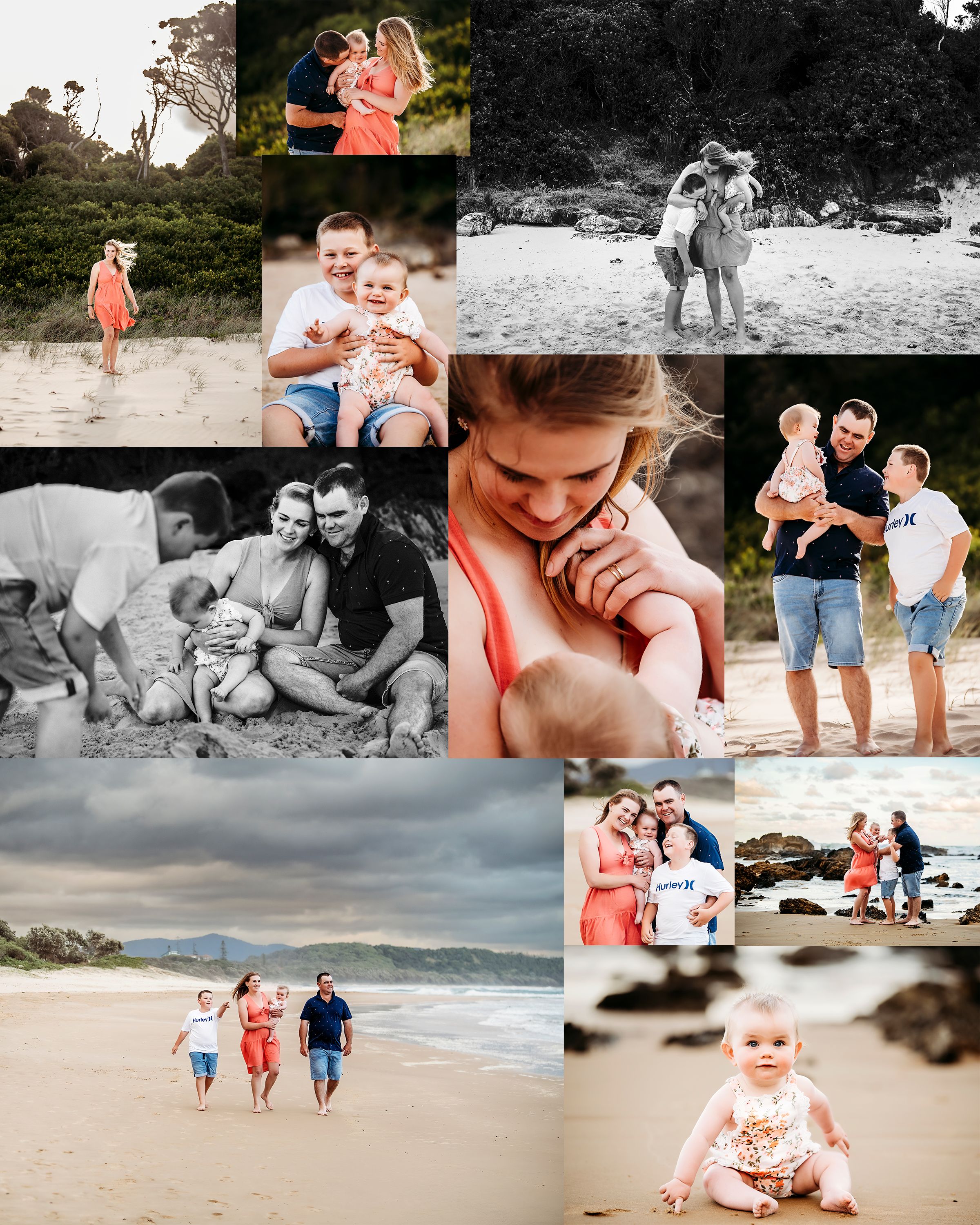 Family at Sunset on Beach Sawtell NSW