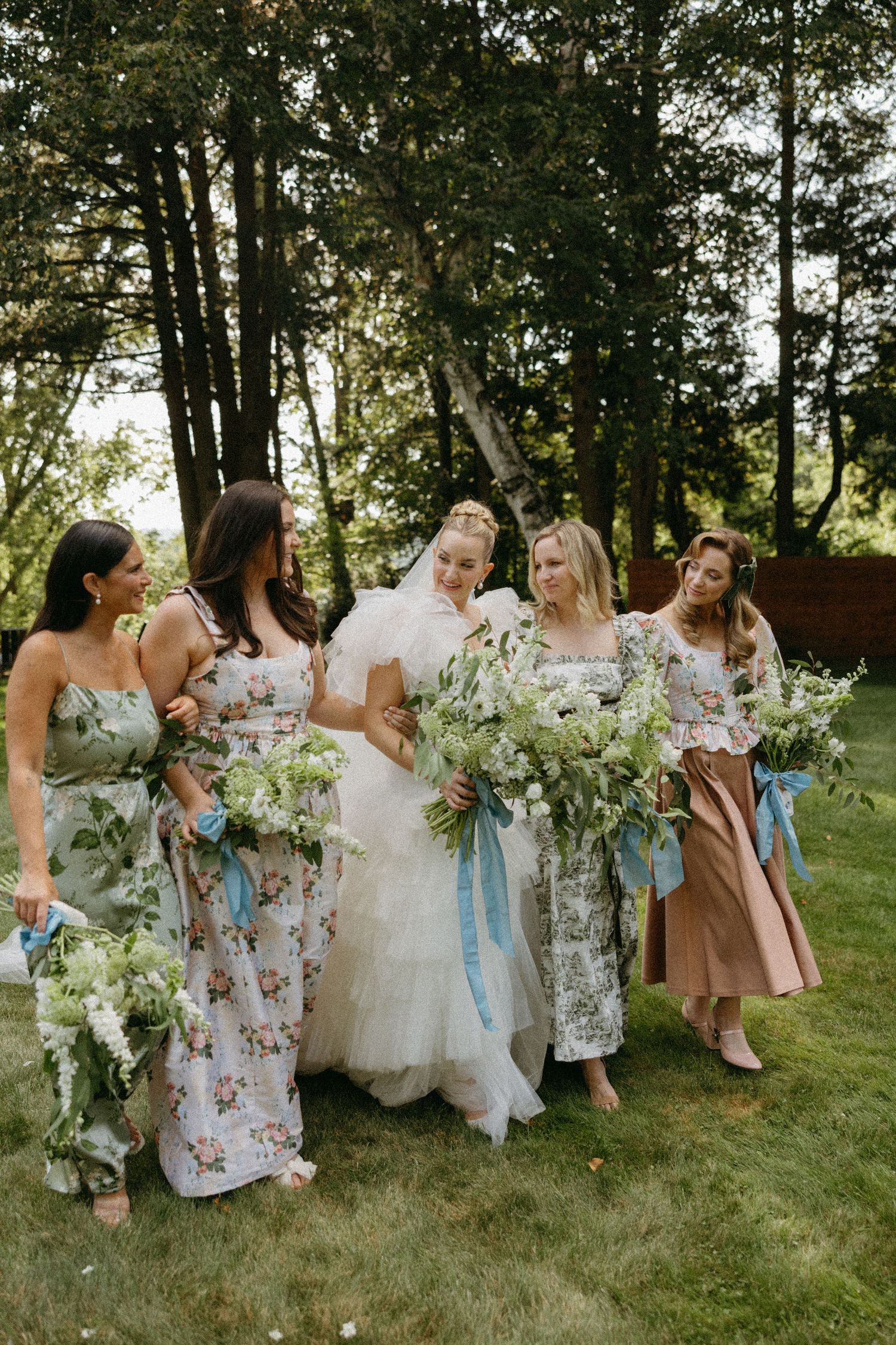Sarah and Issaac's Berkshires Wedding Photography. Christina Karst Photography. Unique Bridesmaids dresses