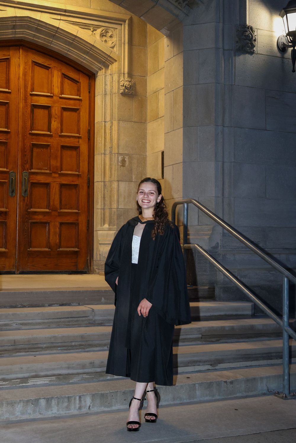 Girl in front of building