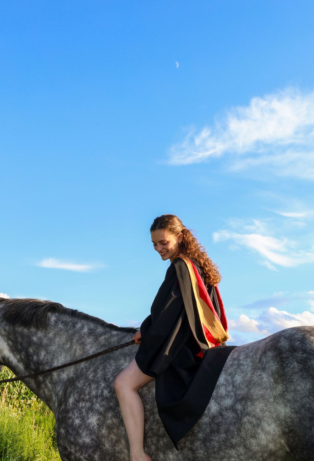 Girl on horse in sunlight