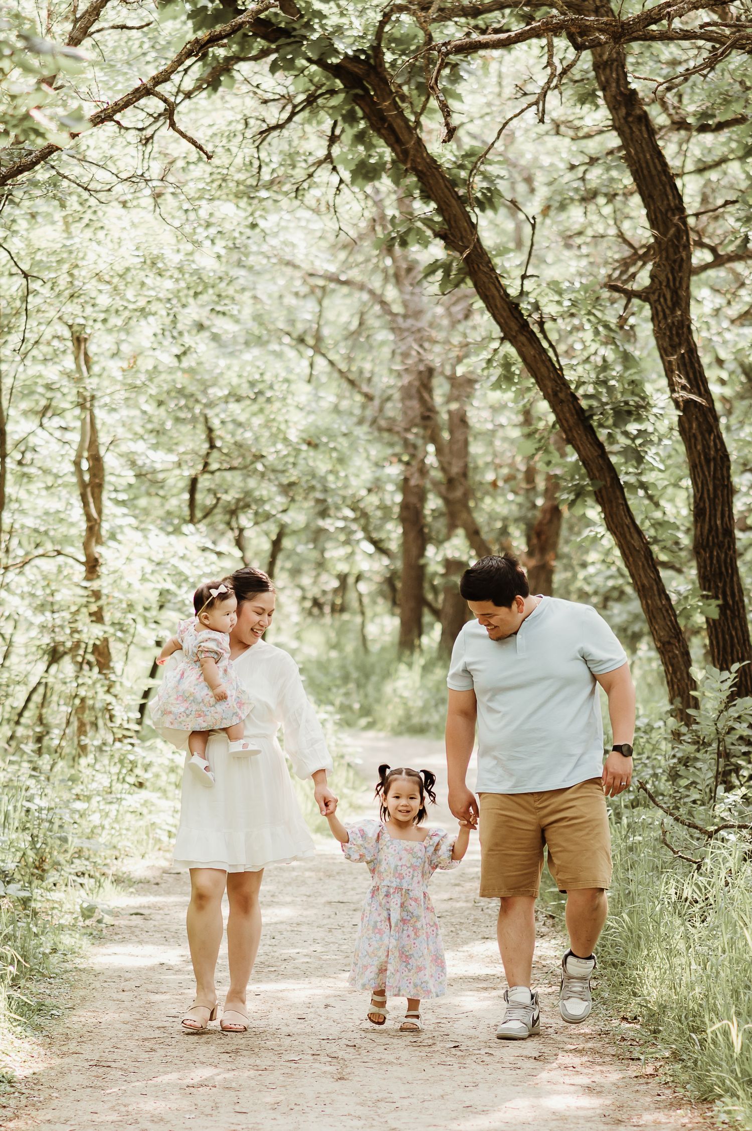 family session walking in a trail