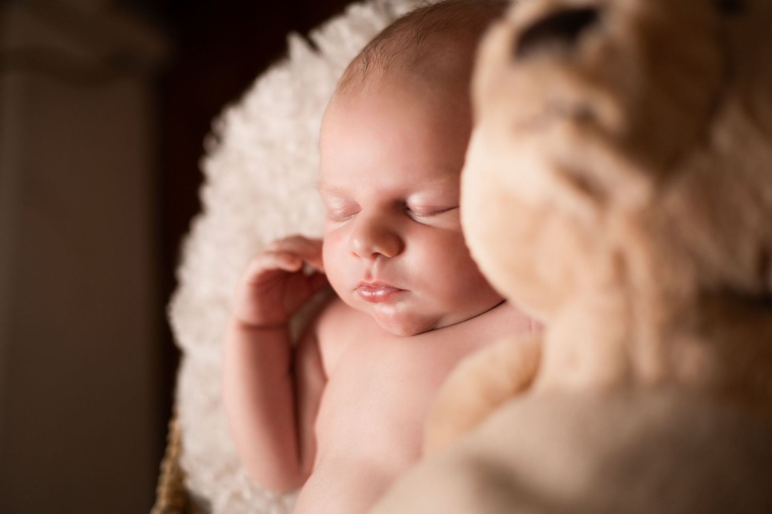 Close-up newborn photography sequence with soft natural lighting.