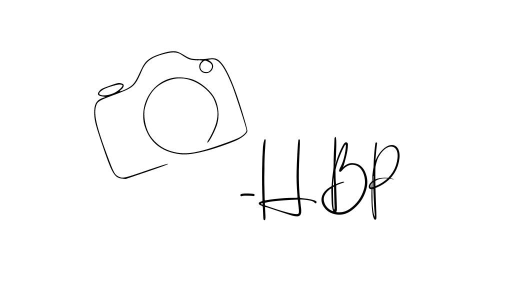Simple line drawing of a camera icon with handwritten text.