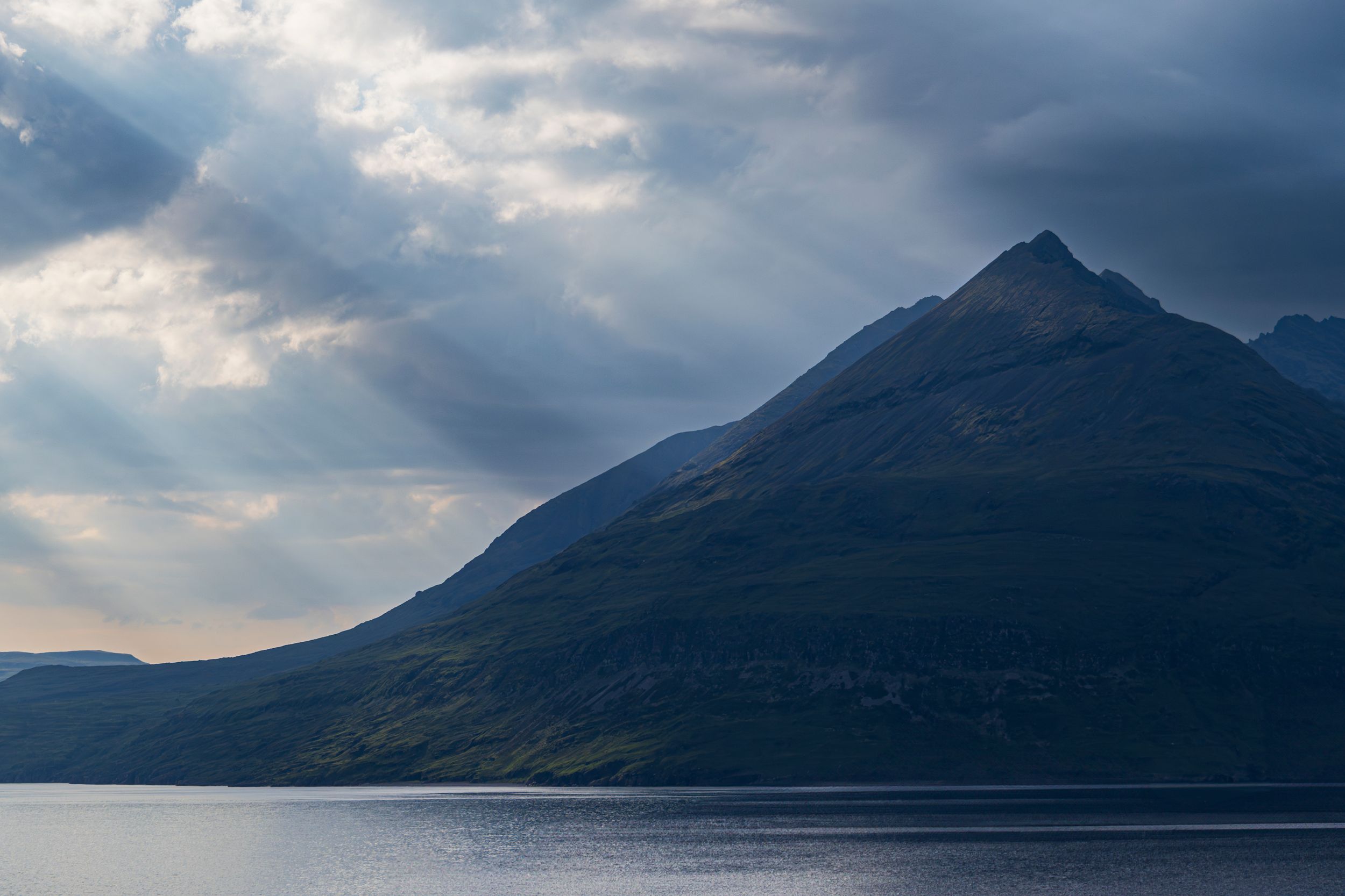 Crapuscular rays on the Cuillins, from Elgol, Isle of Skye