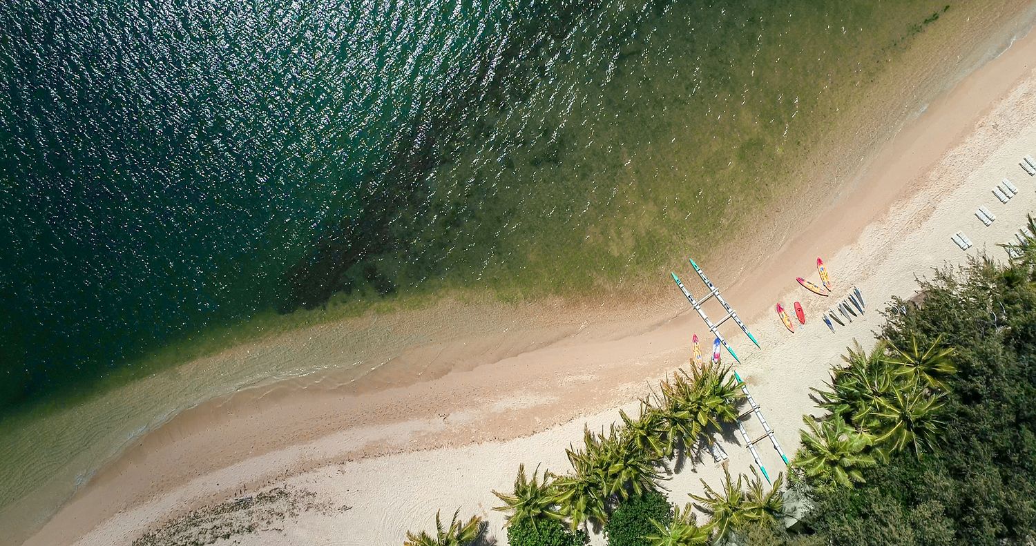 drone over tropical beach