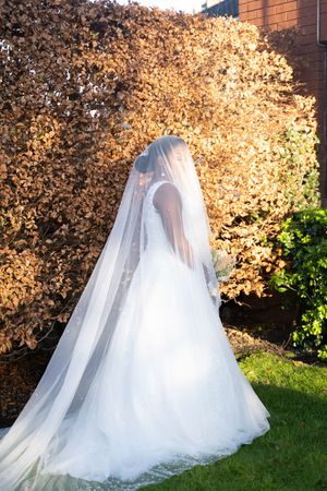 A beautiful bride in a white dress