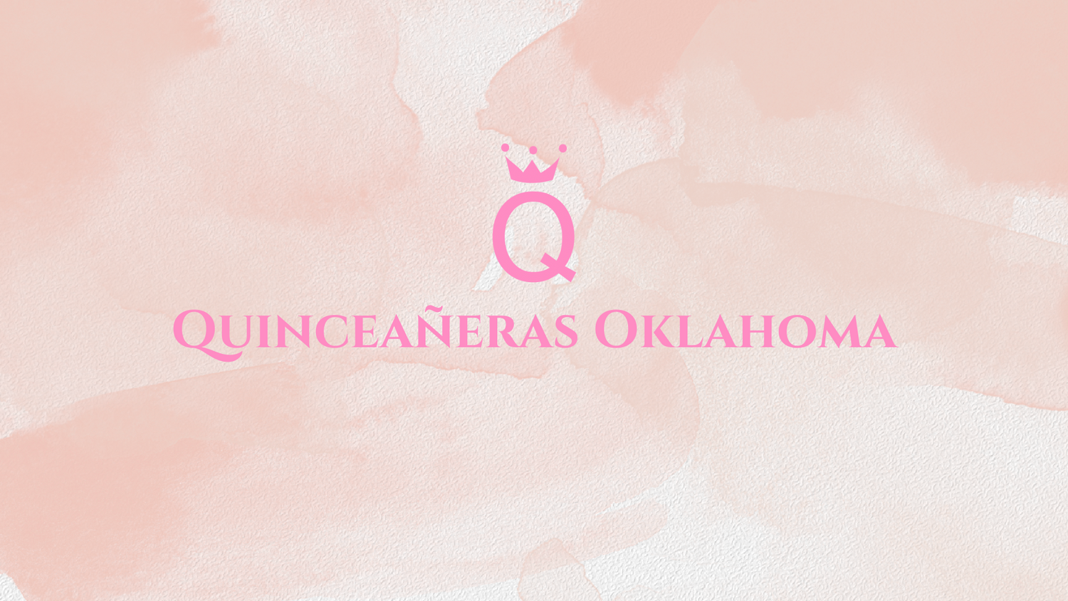 Pink and white logo design for Quinceaneras Oklahoma with a crown symbol.
