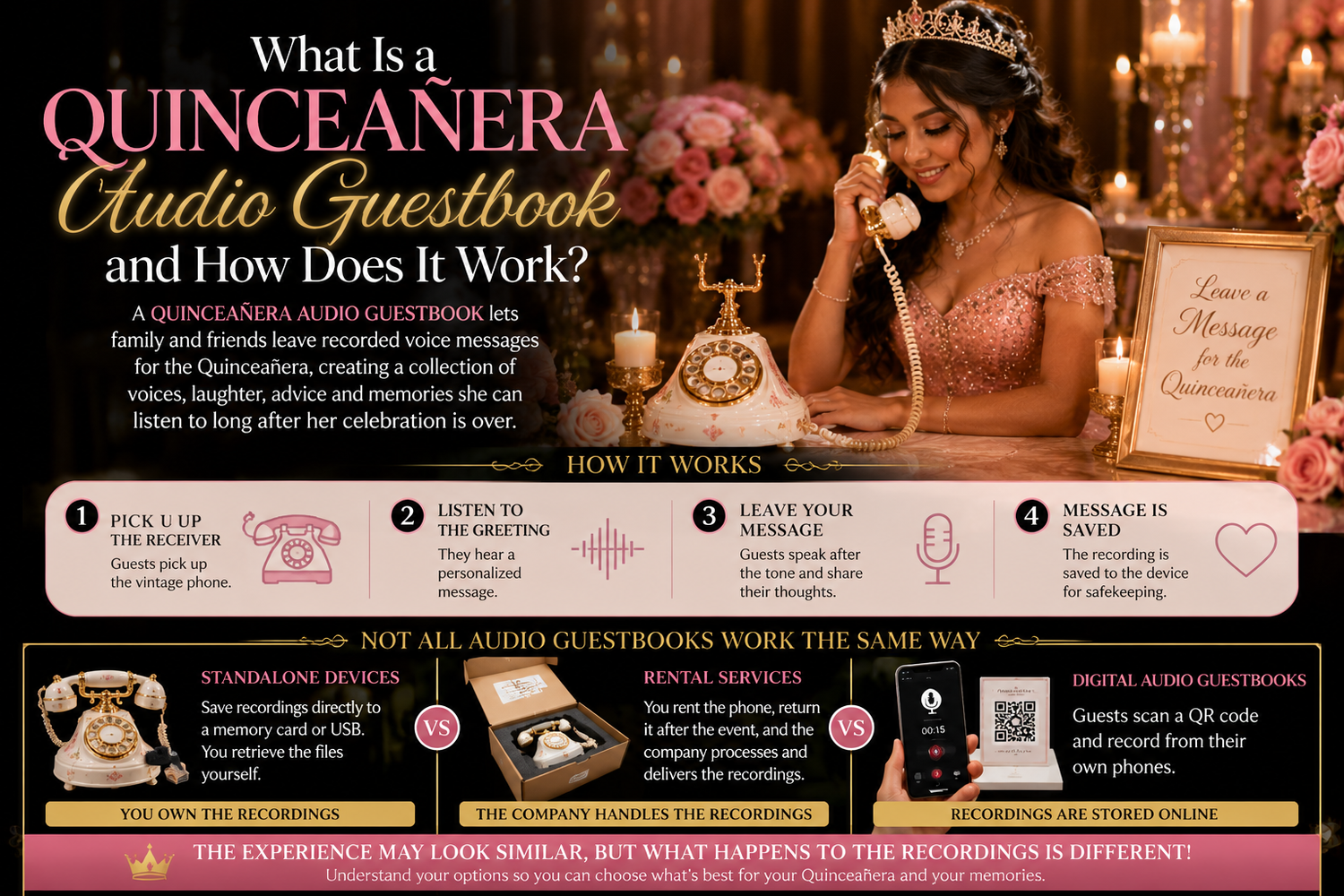 Affordable Quinceañera audio guestbook ideas for families wanting to buy their own phone, avoid rental costs and plan celebrations