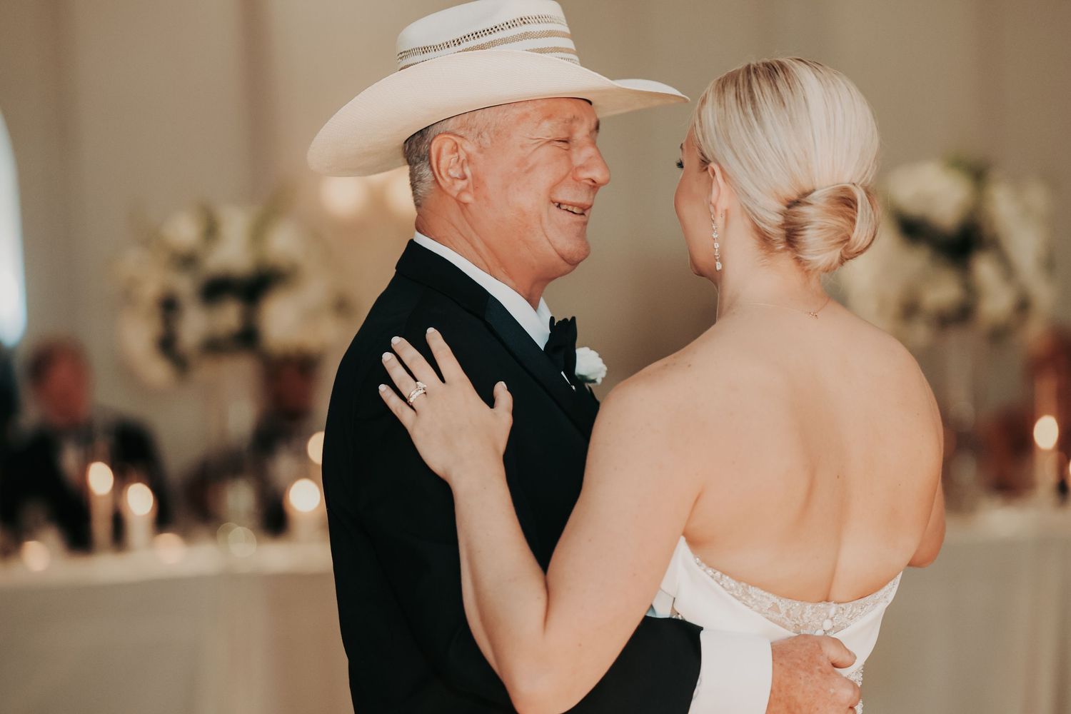 Nicole dancing with her dad during her Hall on Dragon wedding reception