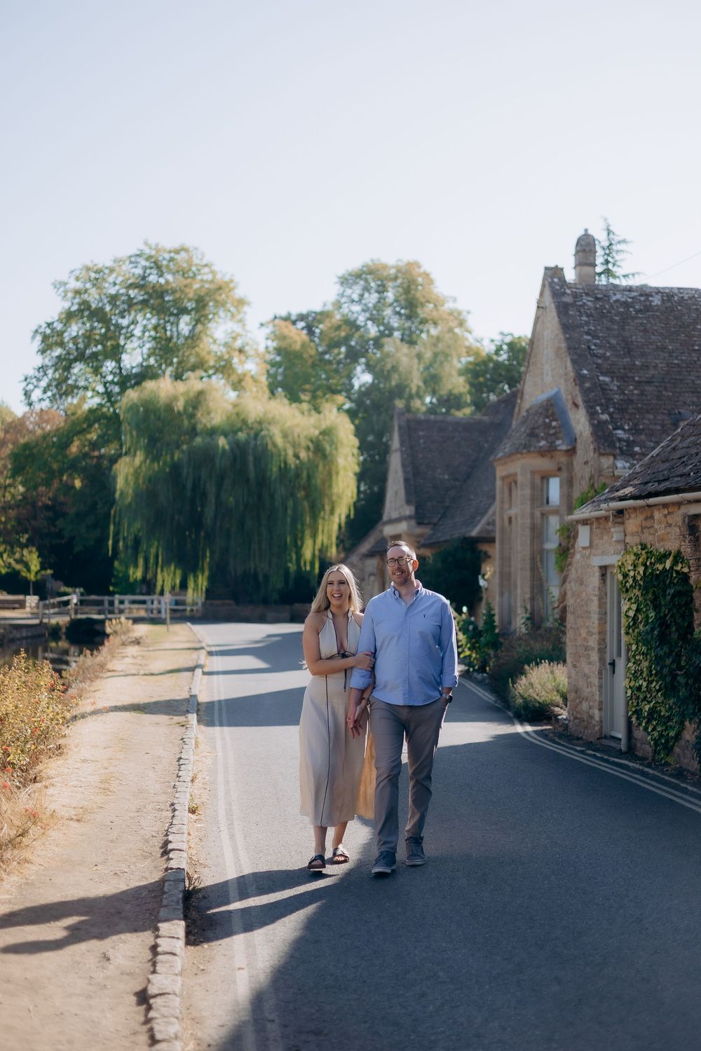 Cotswolds engagement photography beside the River Eye.