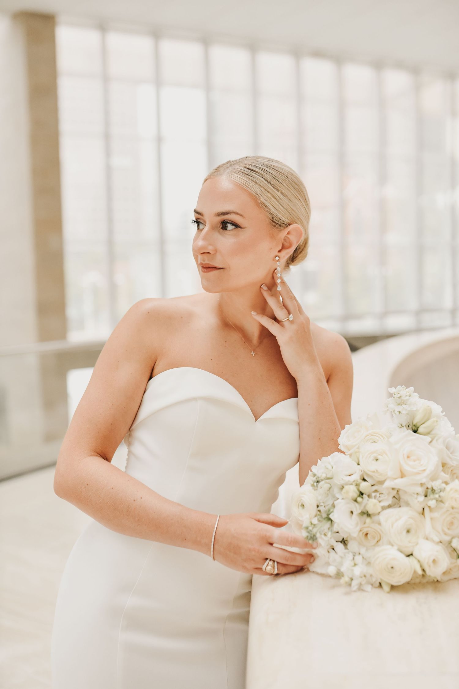 Editorial bridal portrait inside the Meyerson Symphony Center in the Dallas Arts District