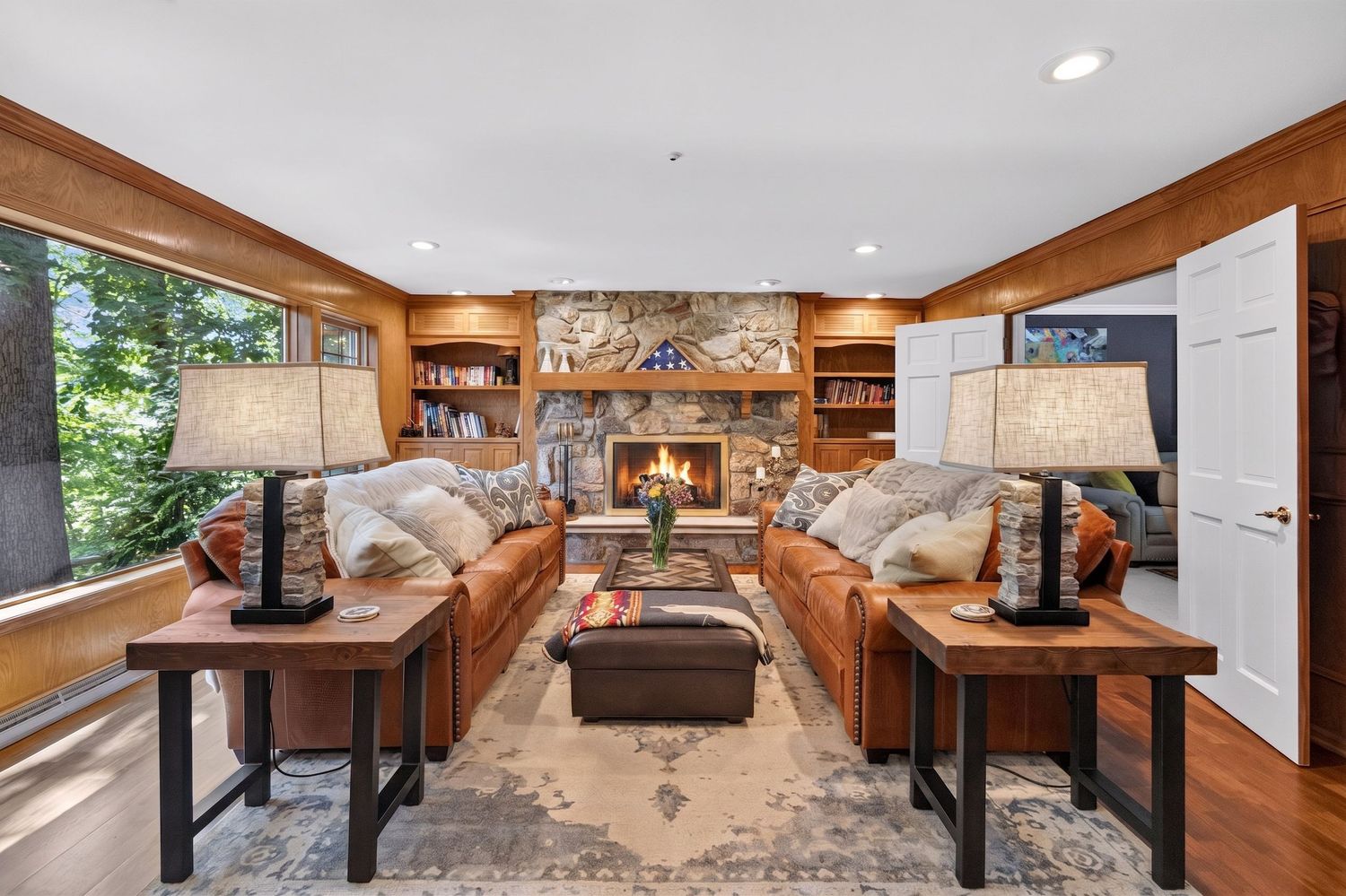 Interior living room photo with fireplace, Wisconsin real estate listing